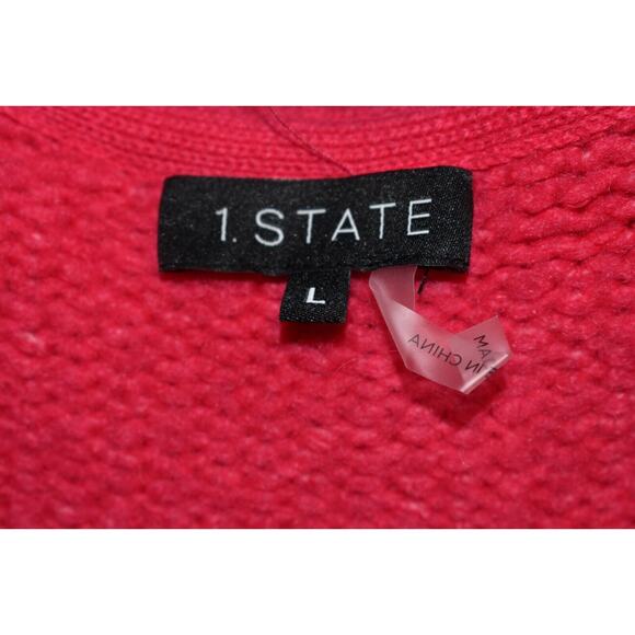 1.STATE‎ NEW $125 Long Sleeve Belted Cardigan Sweater Rapture Pink Large - Picture 5 of 5